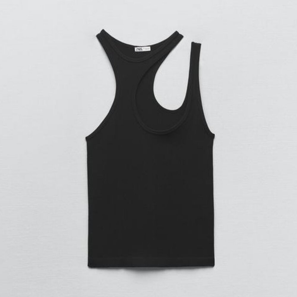 ZARA Seamless Cut Out Top - Black XS-S